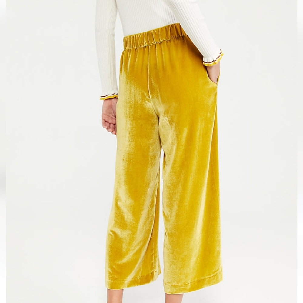 Anne Taylor The Velvet Pull On Pants Mustard Yellow Gold